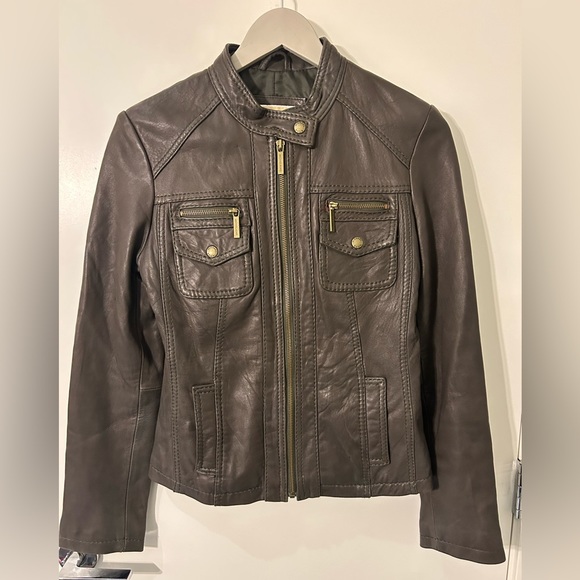 Michael Kors Moto Leather Jacket - size small - Picture 1 of 4